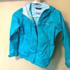 Girls Teal Columbia Rain Coat